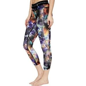 SPYDER Women's Large Capri Leggings Multicolor‎ Galaxy Print Athletic Yoga Gym